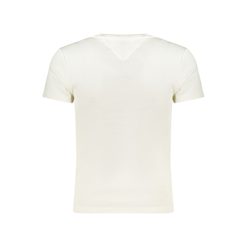 Tommy Hilfiger White Cotton Logo Crewneck T-Shirt