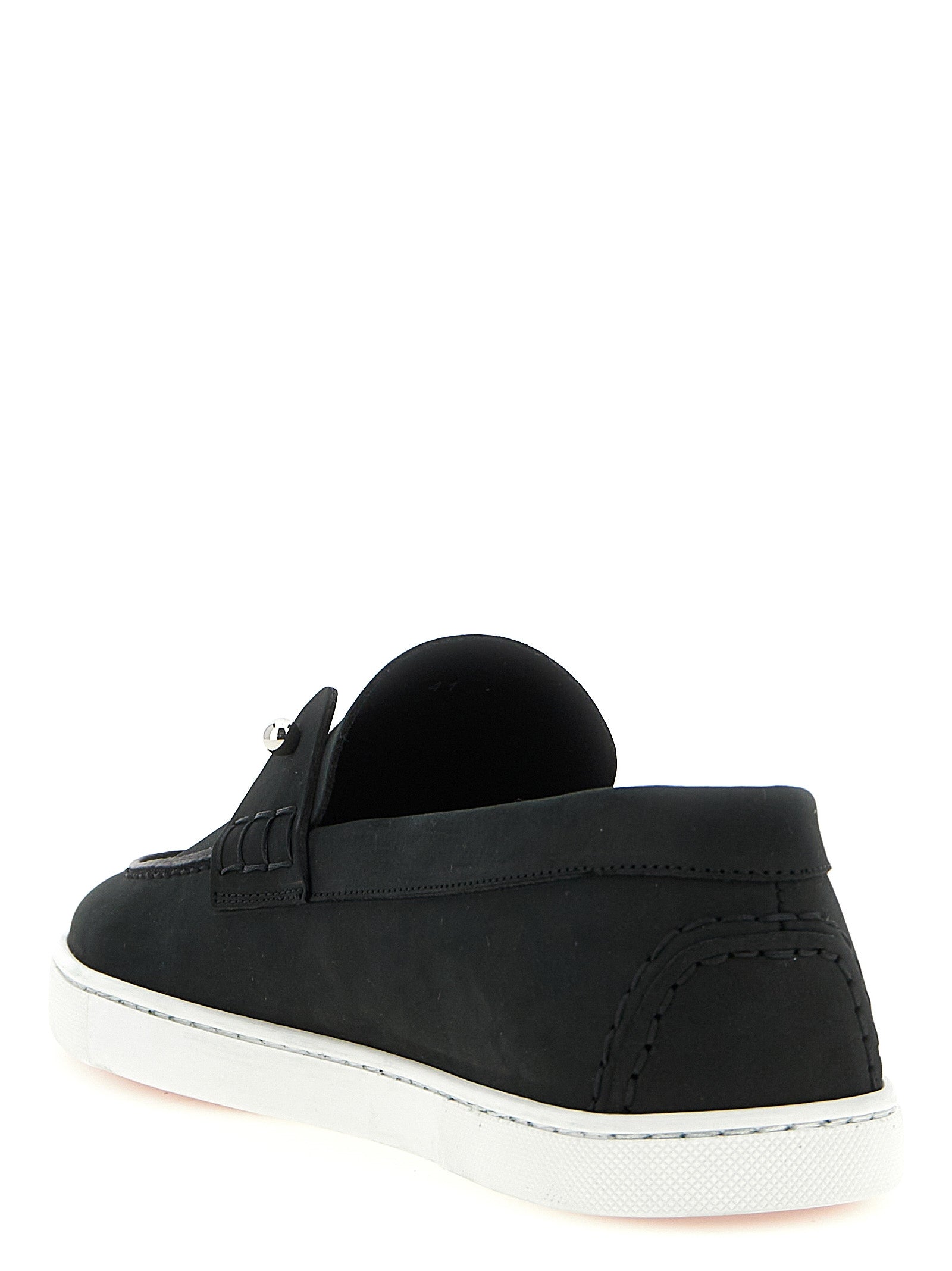 Christian Louboutin Black Calfskin Slip-On Loafers