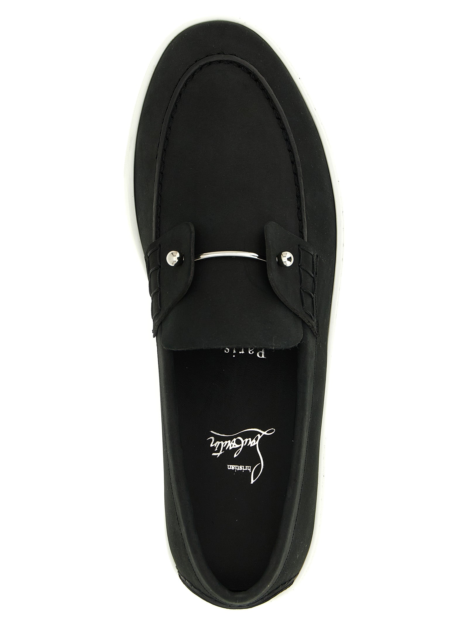 Christian Louboutin Black Calfskin Slip-On Loafers