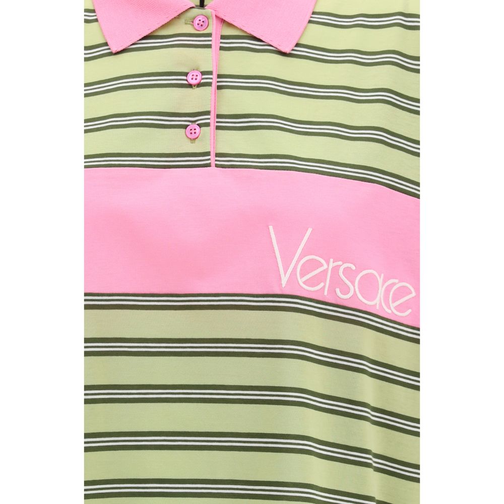 Versace Striped Cotton Knit Polo