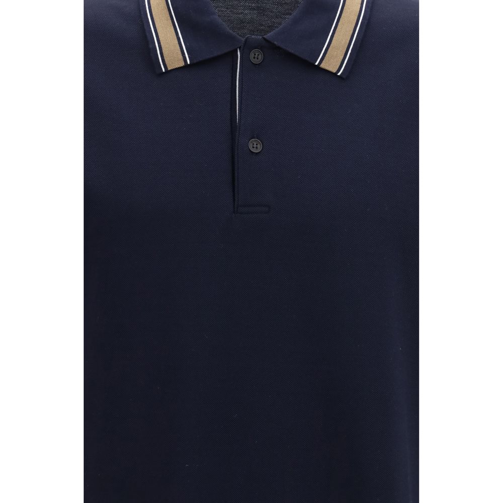 Ferragamo Blue Cotton Pique Polo