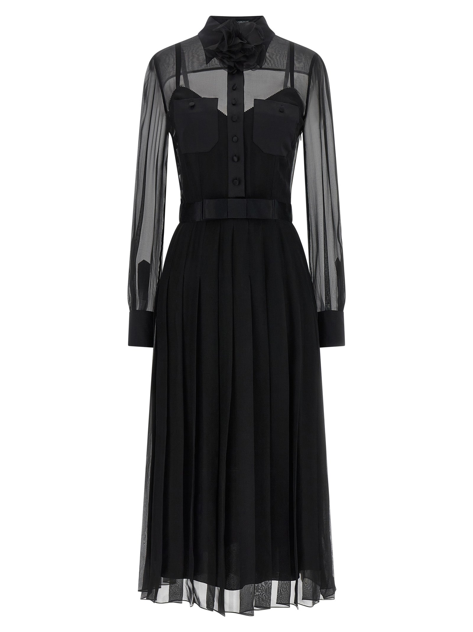 Dolce & Gabbana Black Silk Midi Dress