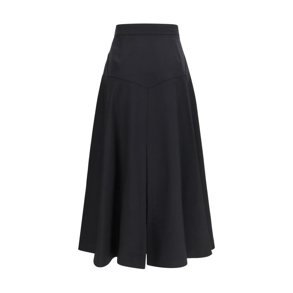 Burberry Black Wool Oves Aries Midi Skirt