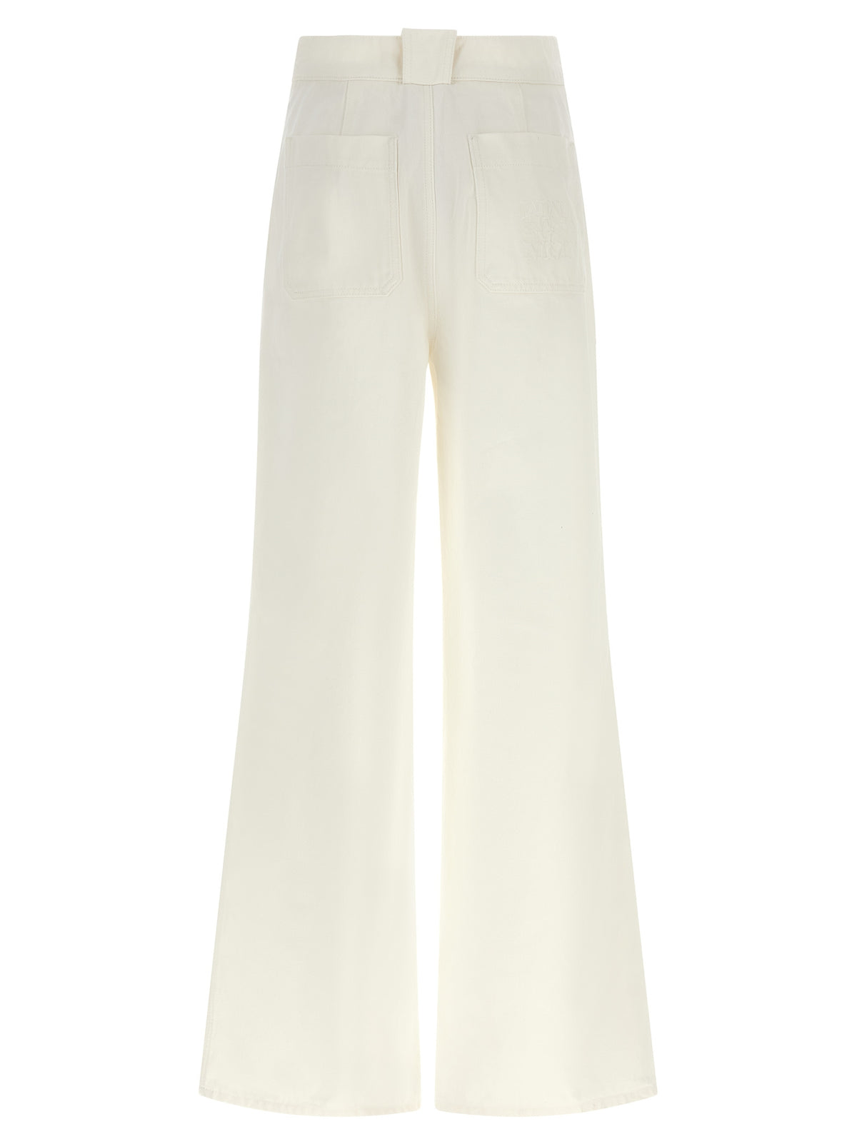Max Mara White Cotton Flared Pants