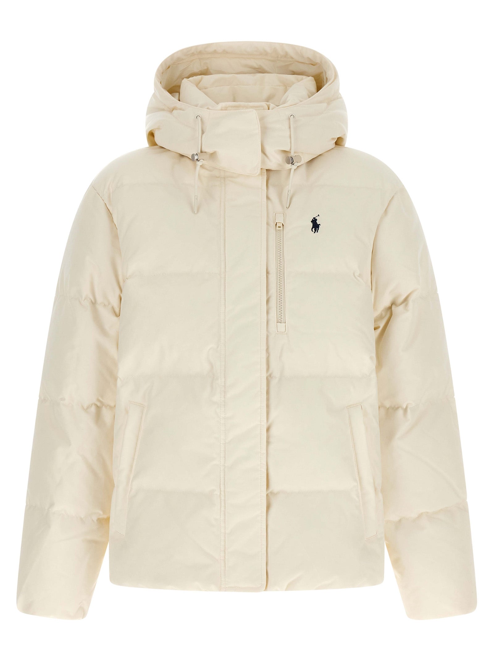 White Polyester Full-Length Jacket