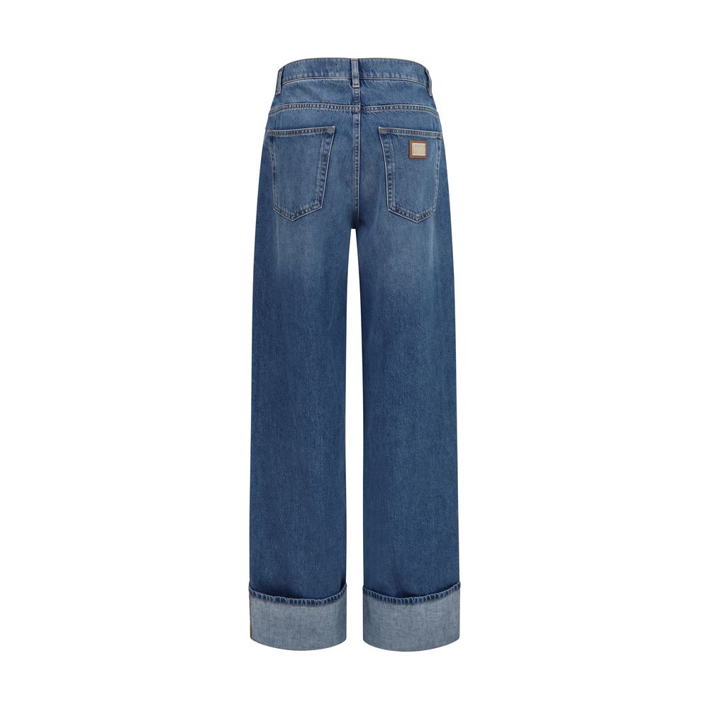 Dolce & Gabbana Blue Cotton Straight-Leg Jeans