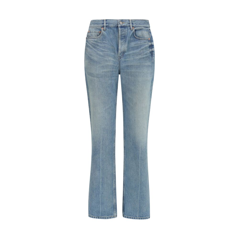 Saint Laurent Blue Cotton Straight-Leg Jeans