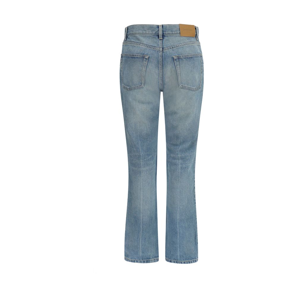 Saint Laurent Blue Cotton Straight-Leg Jeans