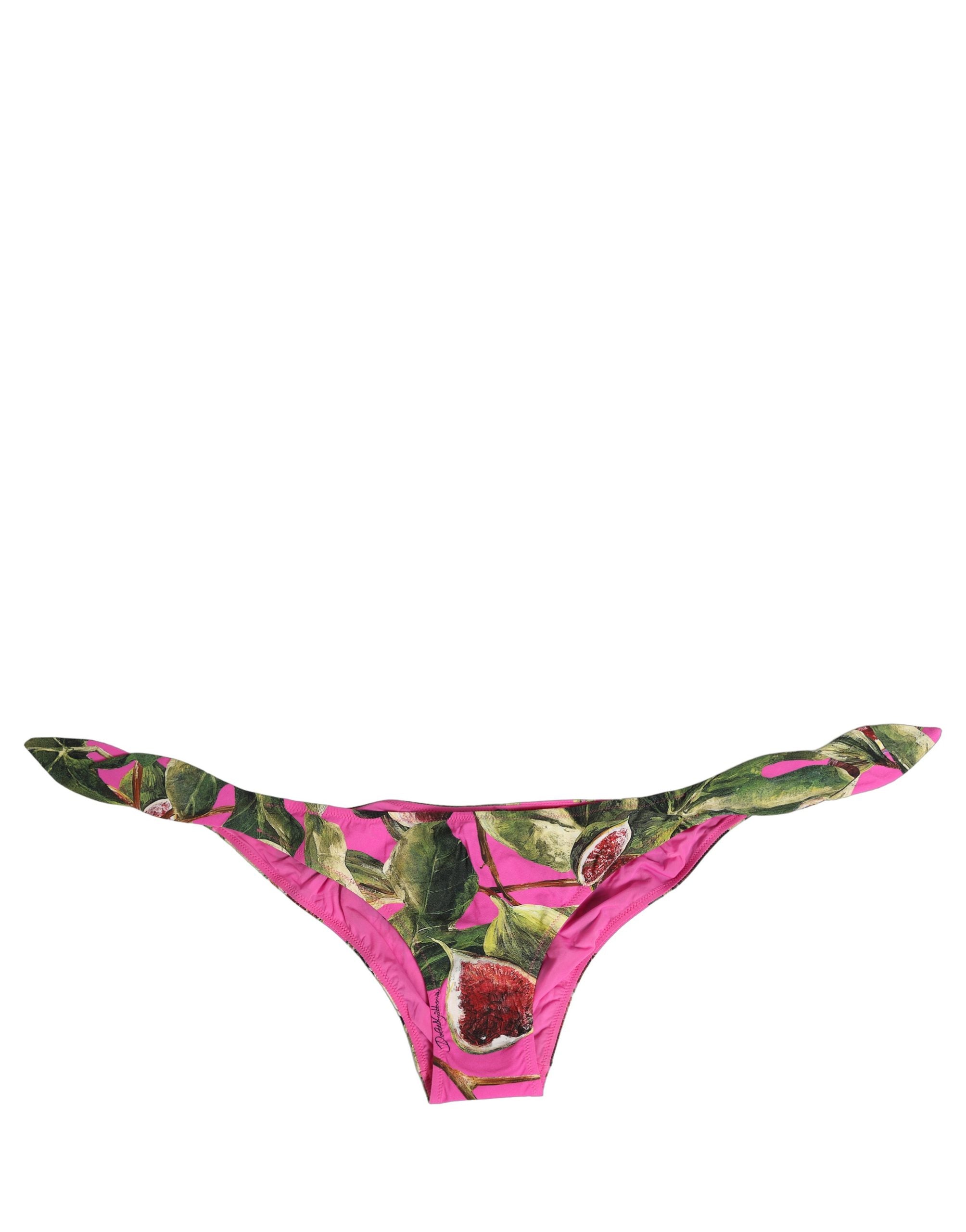 Dolce & Gabbana Fuchsia Pink Fig Print Beachwear Bikini Bottom