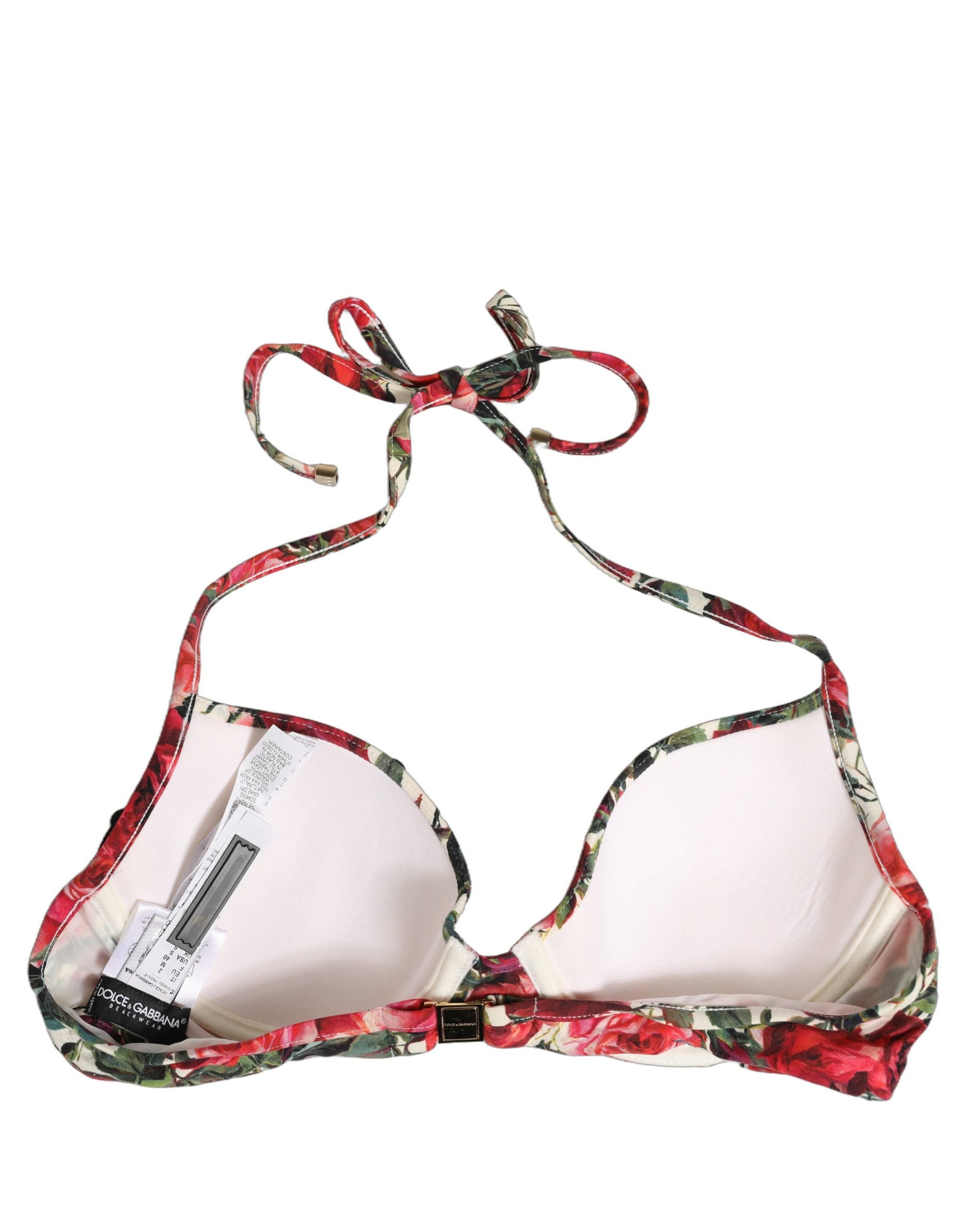 Dolce & Gabbana Multicolor Floral Print Beachwear Bikini Top