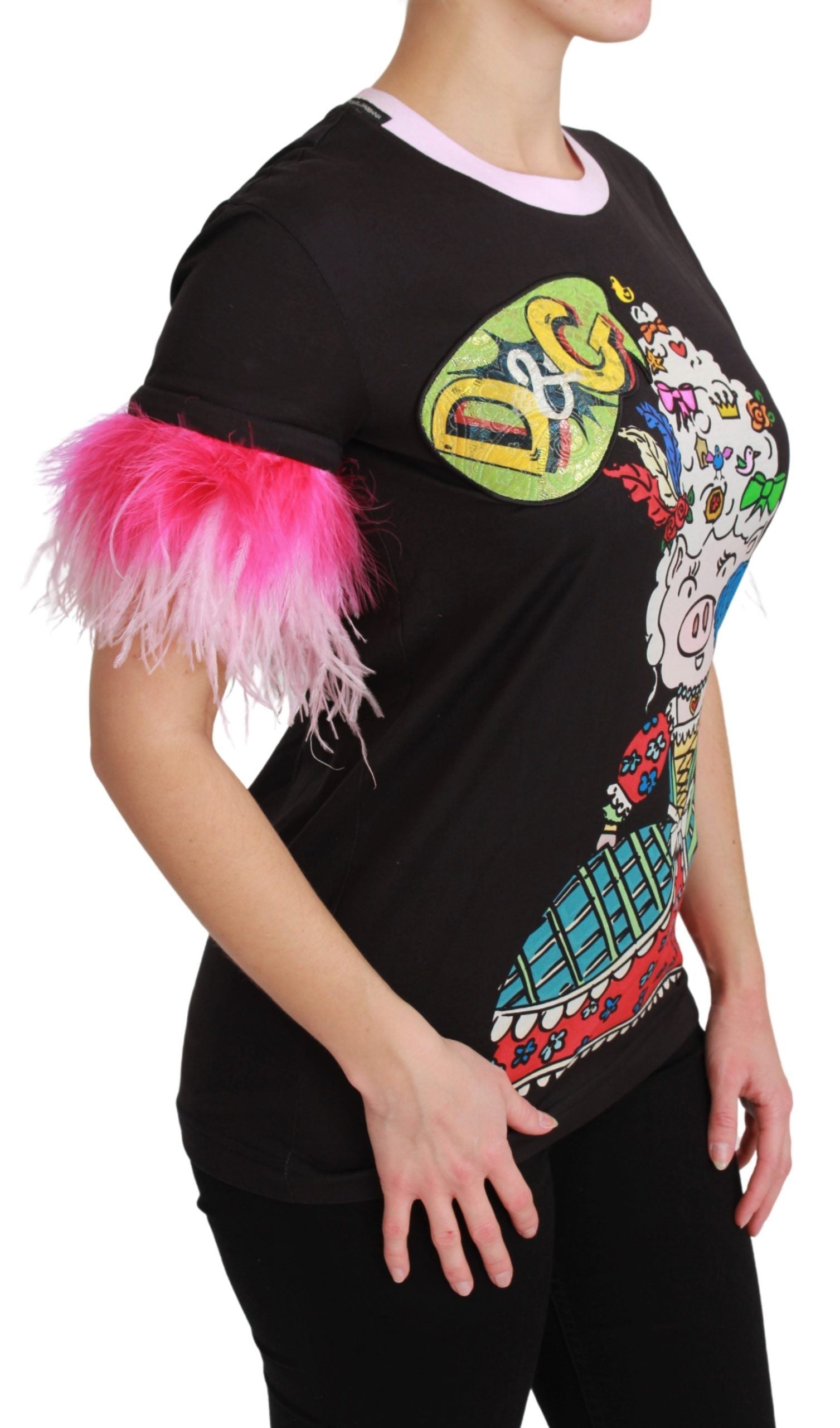 Black YEAR OF THE PIG Top Cotton T-shirt