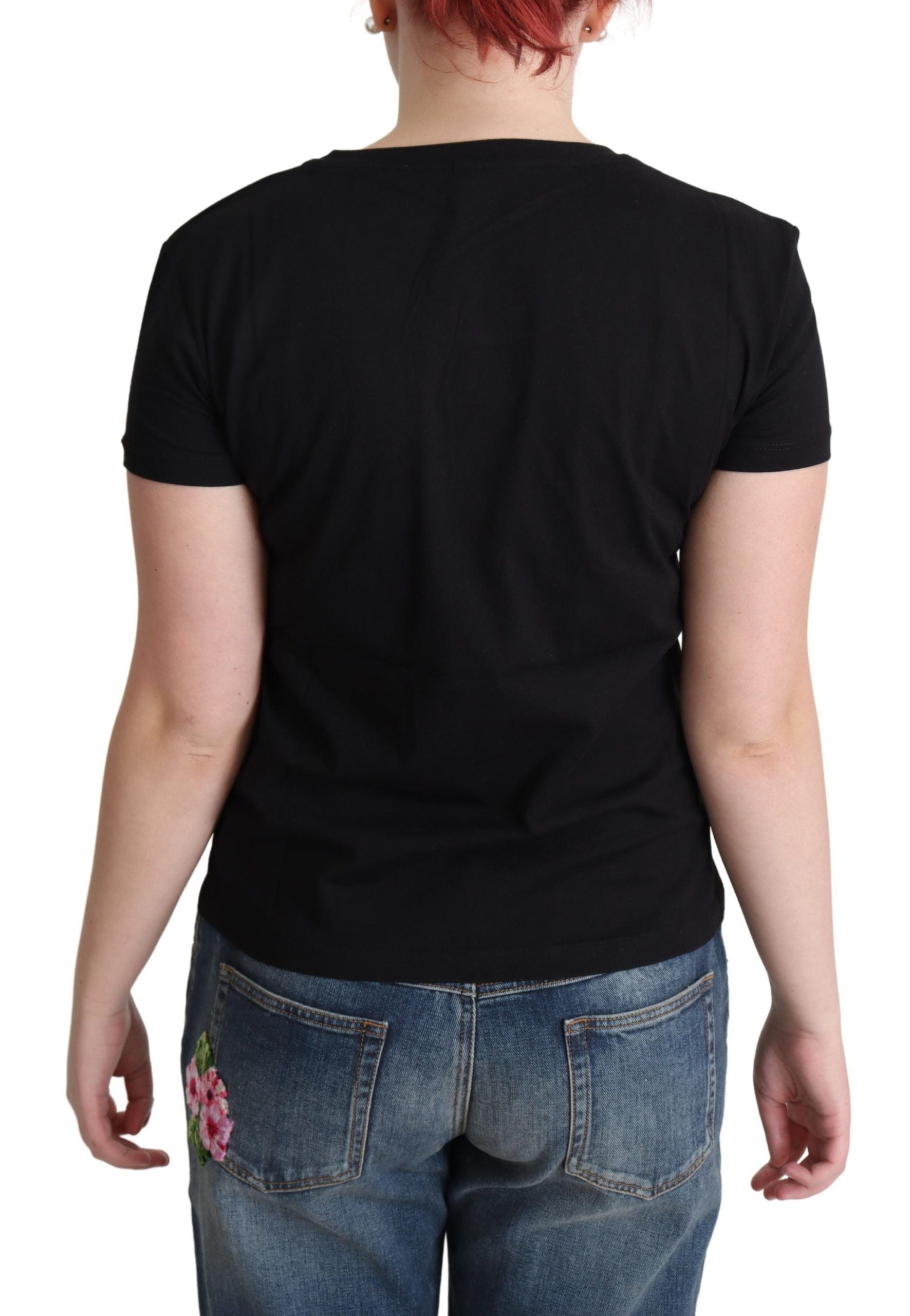 Moschino Black Cotton Come Play 4 Us Print T-shirt