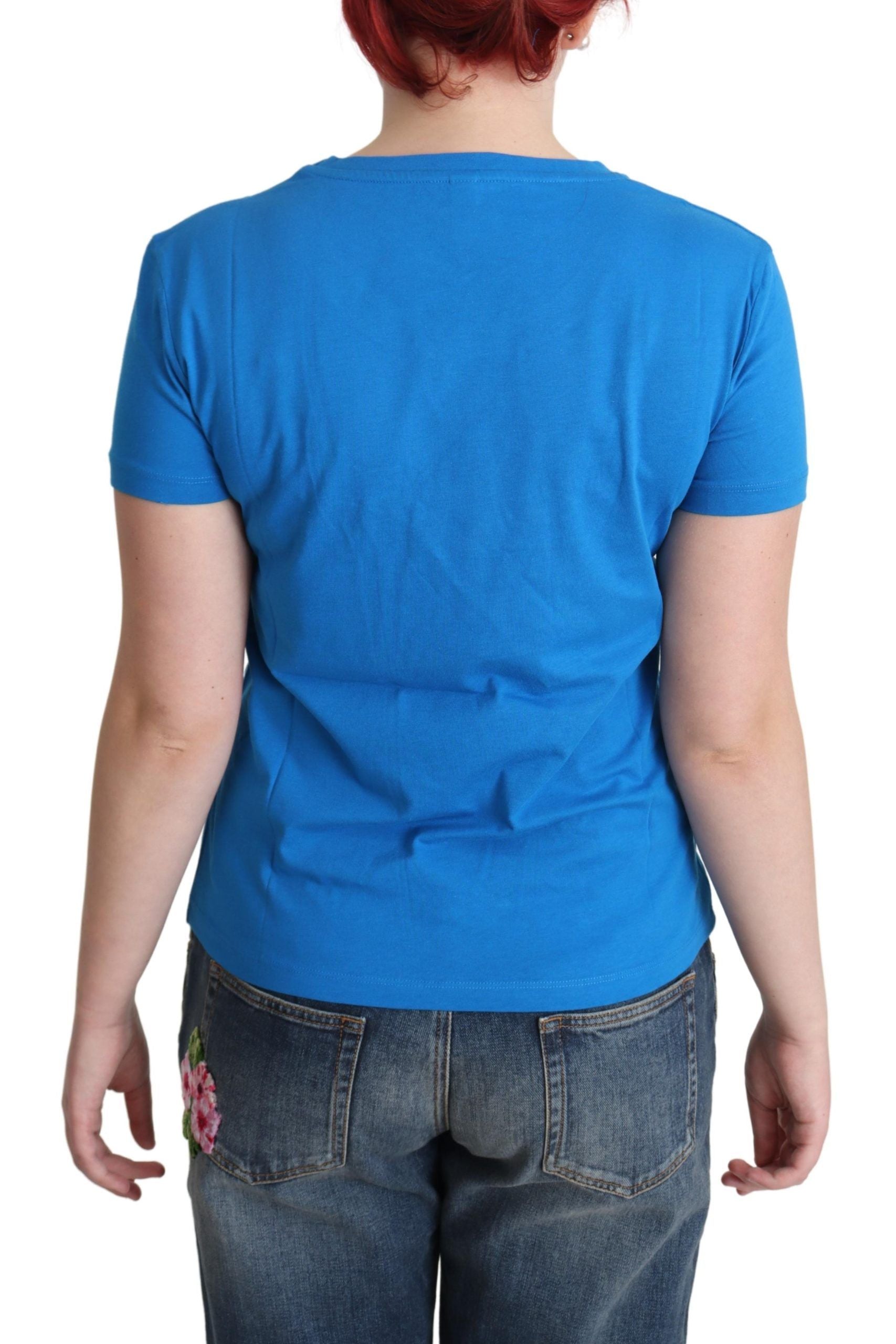 Moschino Blue Cotton Sunny Milano Print T-shirt