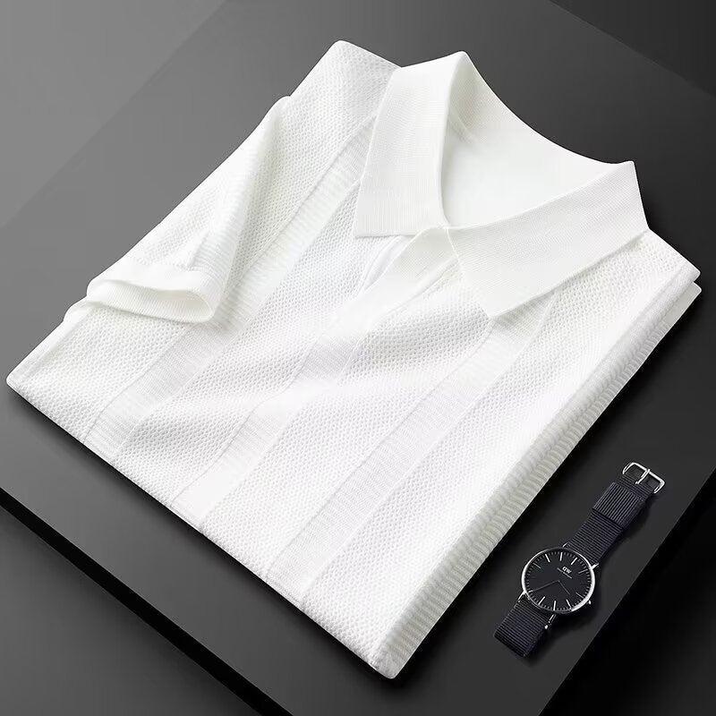 Slim Hollow Knitted Business Casual Men's Lapel T-shirt Signvm Project
