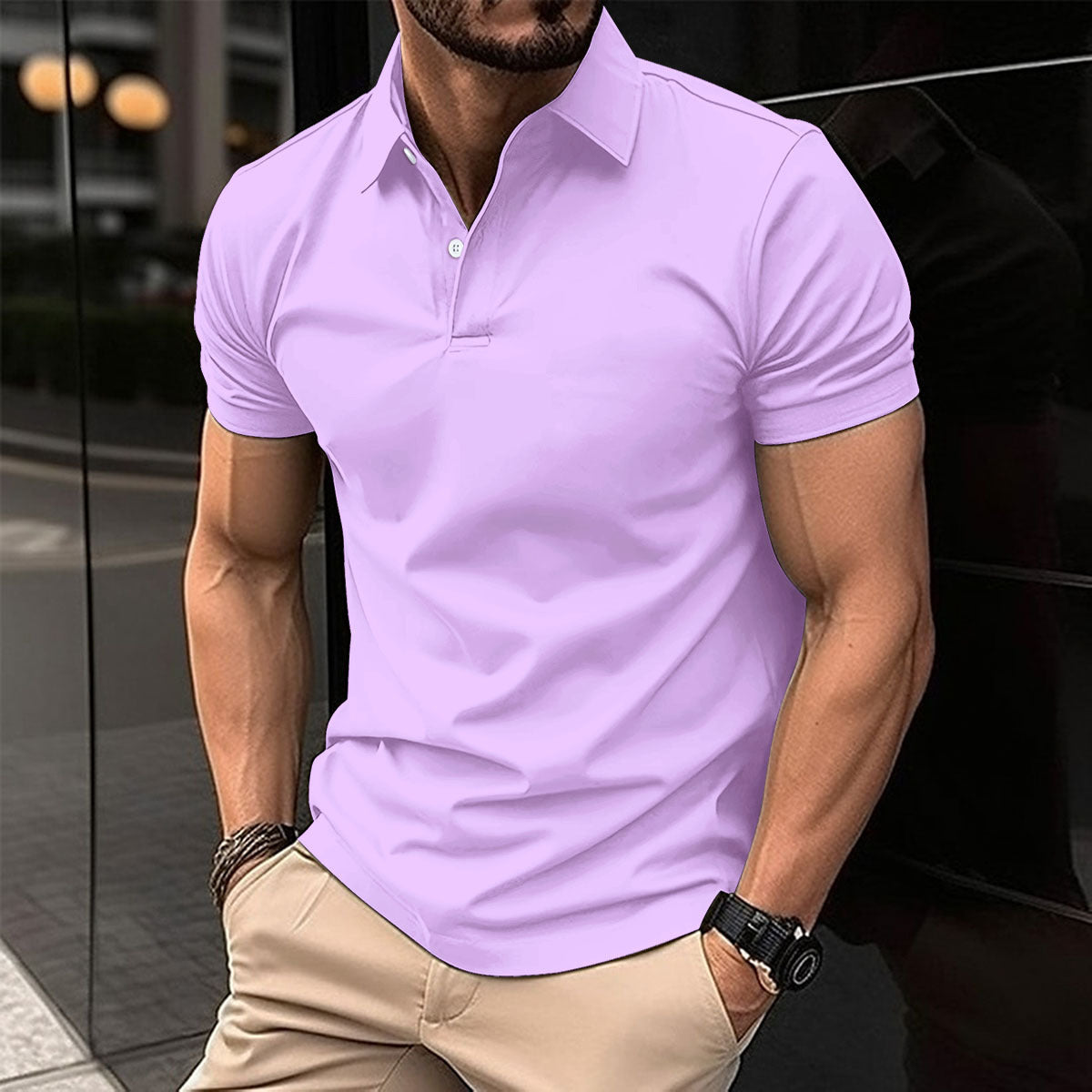 Summer Short Sleeve Polo Shirt Men Solid Color Button Lapel Button Top Signvm Project