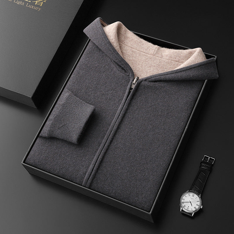 Men's Cashmere Zipper Cardigan Hooded Double-sided Sweater Coat Signvm Project