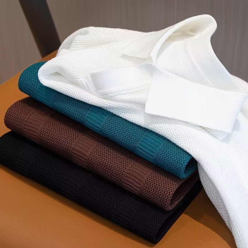 Slim Hollow Knitted Business Casual Men's Lapel T-shirt Signvm Project