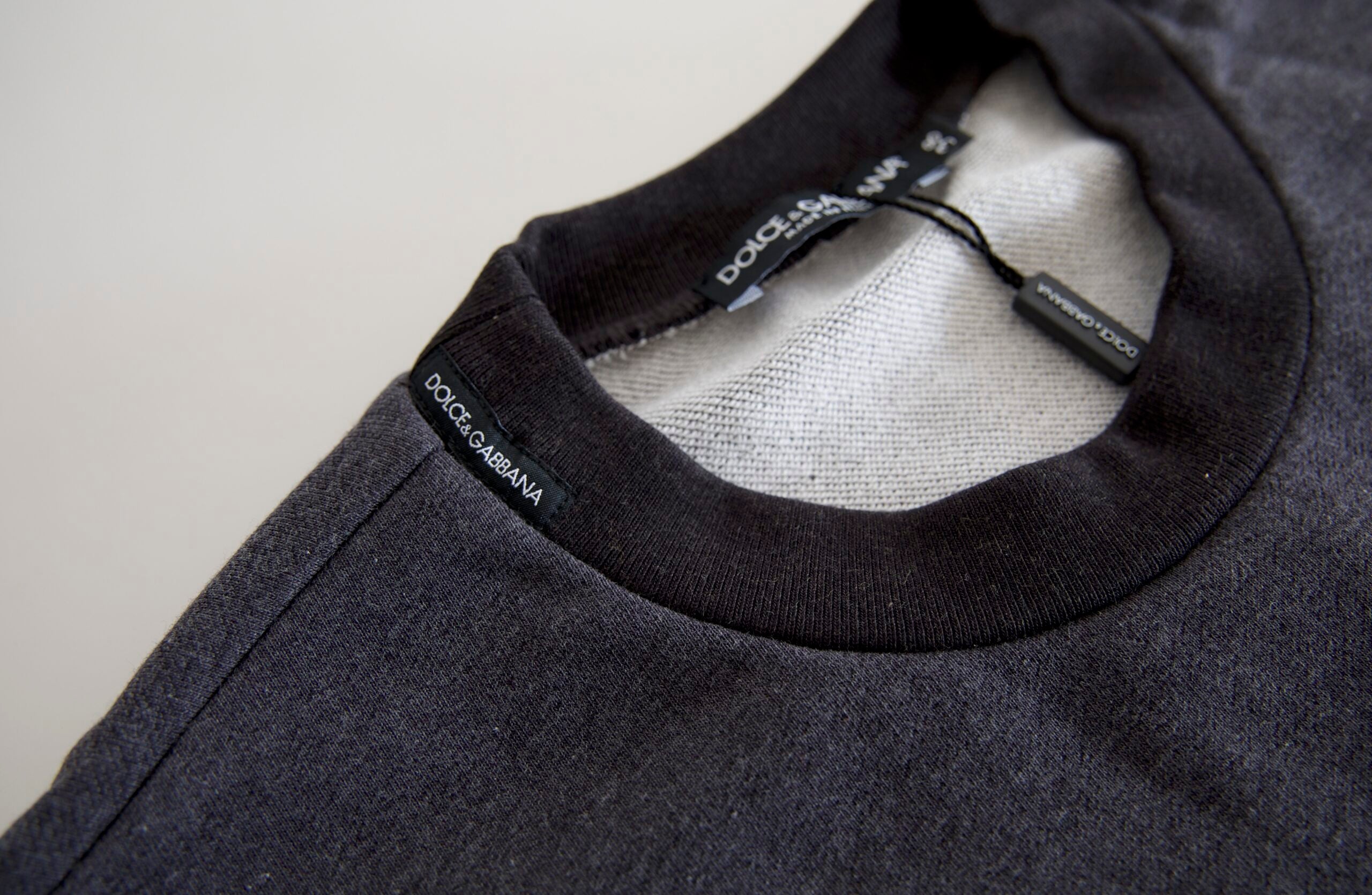Dolce & Gabbana Dark Gray Cotton Crew Neck Pullover