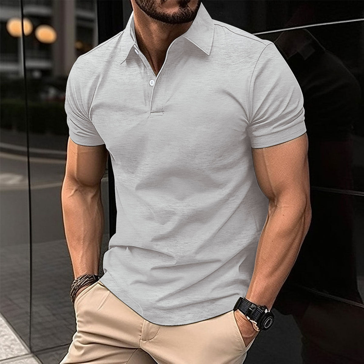 Summer Short Sleeve Polo Shirt Men Solid Color Button Lapel Button Top Signvm Project
