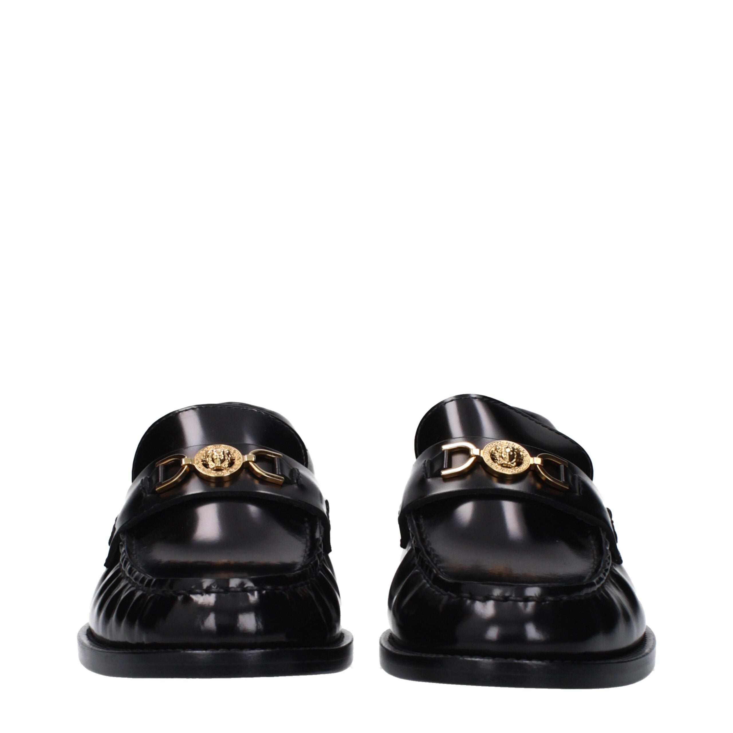 Black Leather Slip-On Loafers