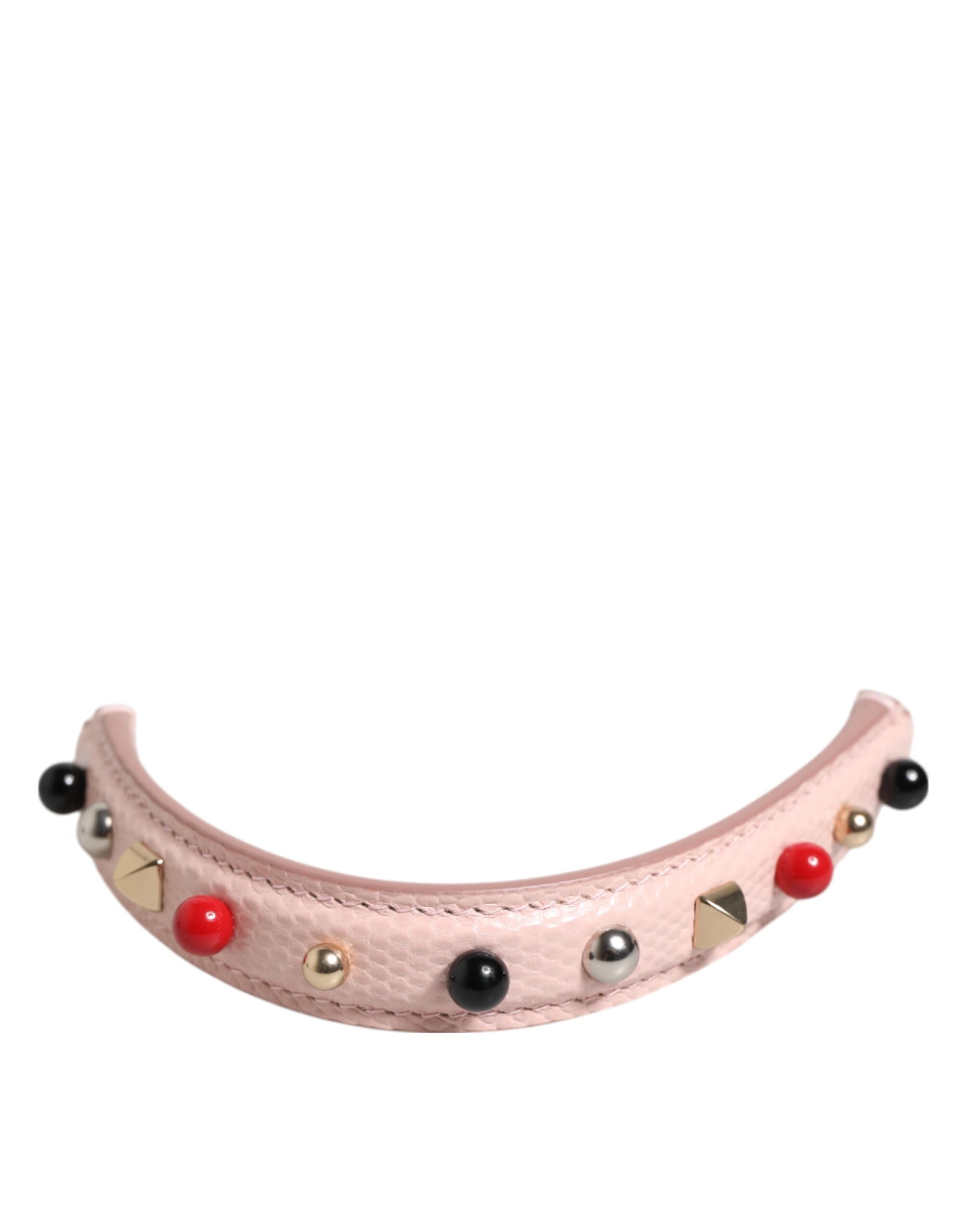 Light Pink Embellished Leather Bag Handle Shoulder Strap