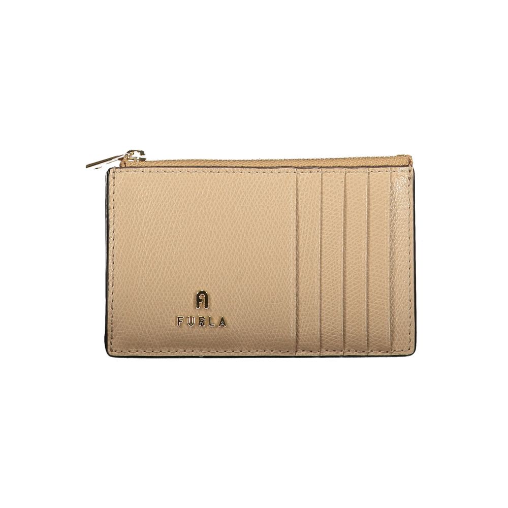 Furla Camelia Zipped Card Wallet in Beige