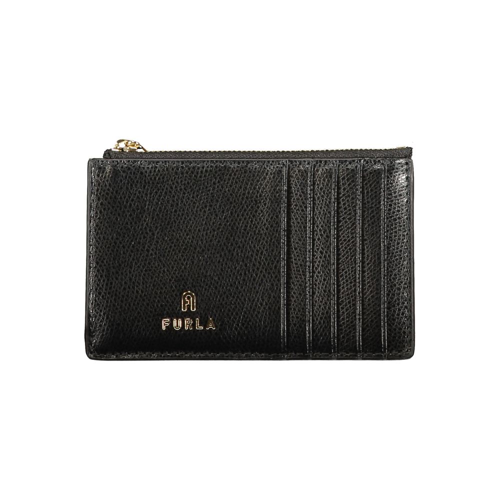 Furla Black Leather Camelia Zipped Card Wallet