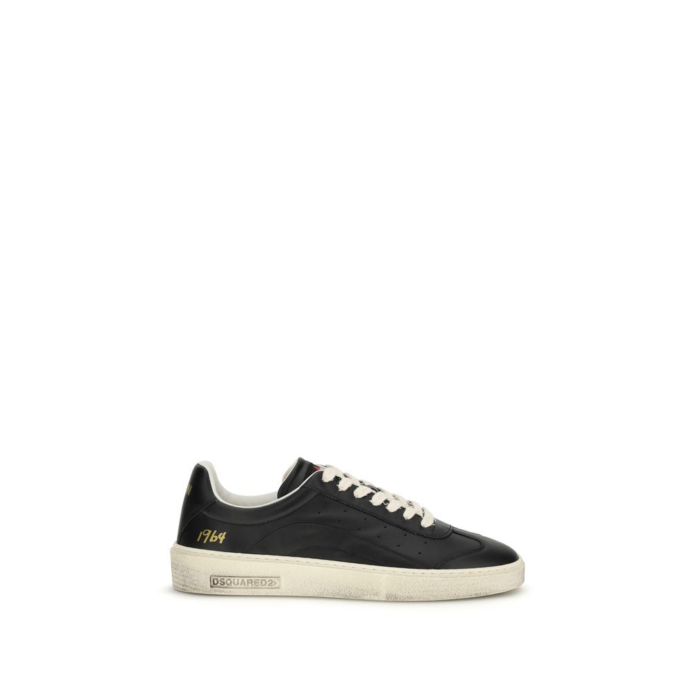 Dsquared2 Black Calf Leather Low Top Sneakers
