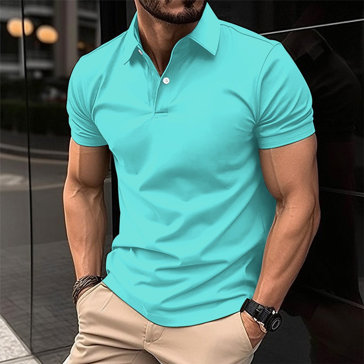 Summer Short Sleeve Polo Shirt Men Solid Color Button Lapel Button Top Signvm Project