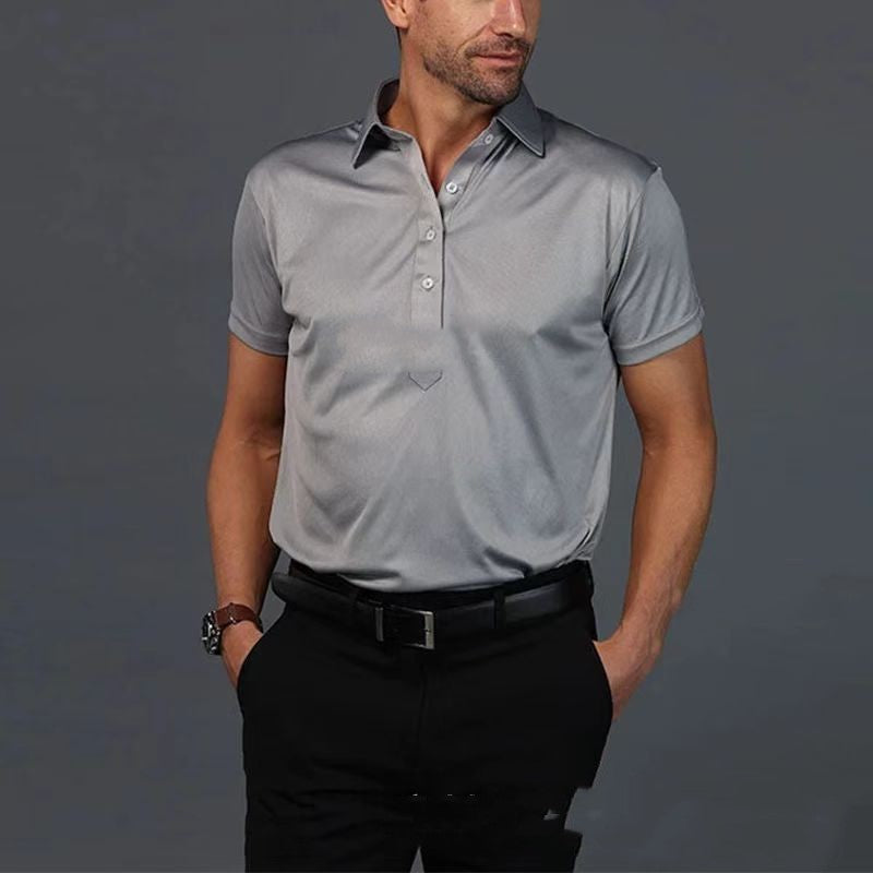 Solid Color Printing Plaid Short Sleeve Half Collar Men Signvm Project