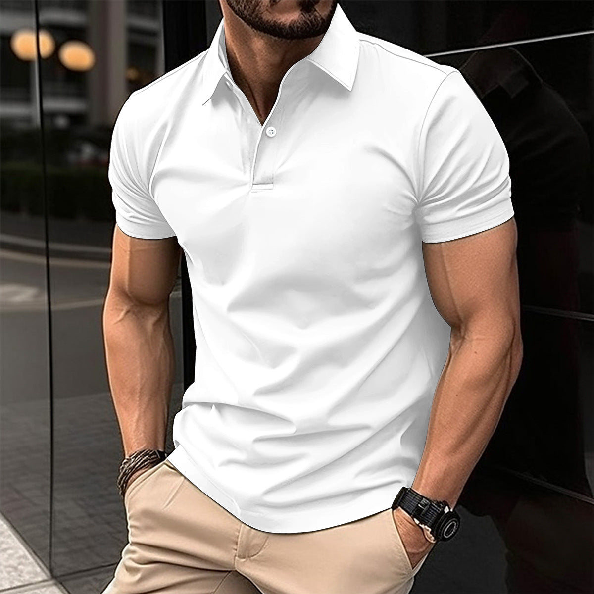 Summer Short Sleeve Polo Shirt Men Solid Color Button Lapel Button Top Signvm Project