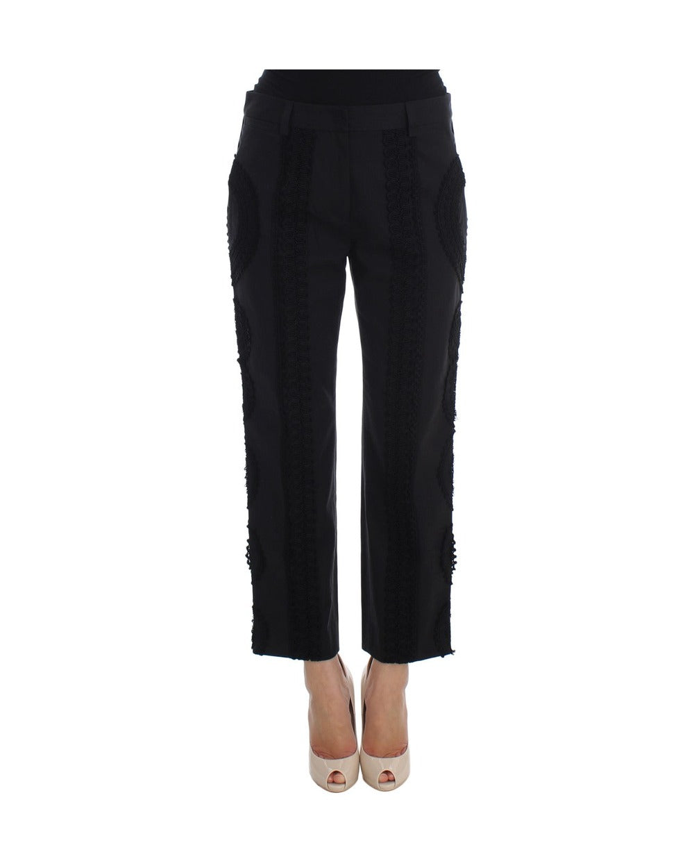 Dolce & Gabbana Black Cotton Stretch Torero Capris Pants