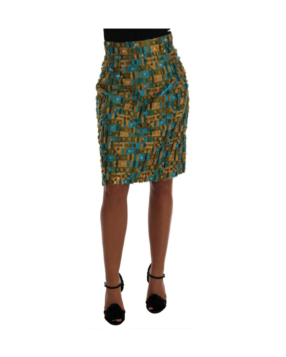 Dolce & Gabbana Multicolor Jacquard Straight Pencil Skirt