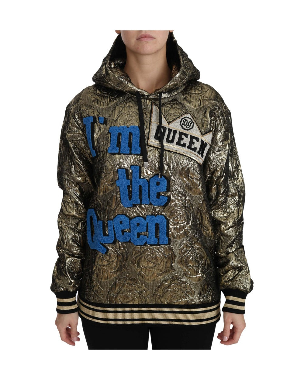 Dolce & Gabbana Im The Queen Jaquard Gold Sweatshirt Hoodie
