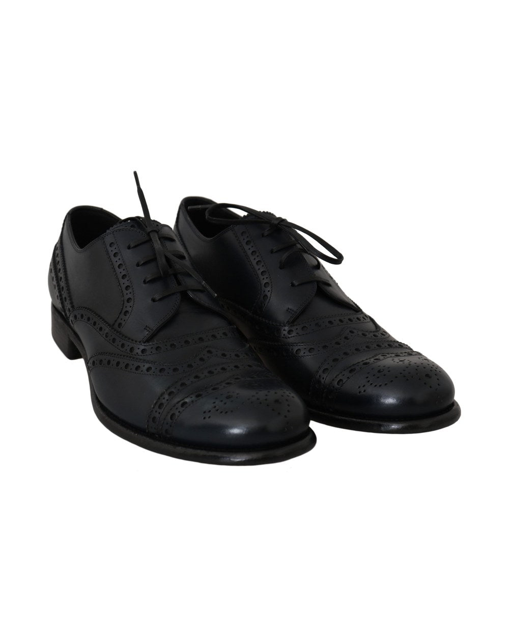 Dolce & Gabbana Dark Blue Leather Wingtip Oxford Dress Shoes