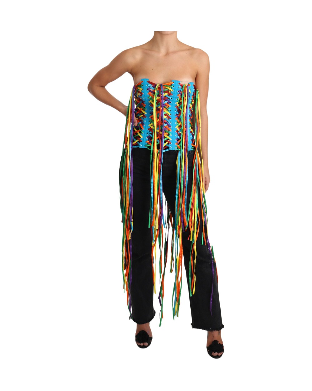 Dolce & Gabbana Multicolor Strings Bustier Polyester Corset Top