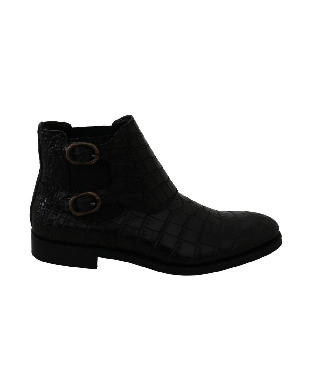 Dolce & Gabbana Black Crocodile Leather Derby Boots Shoes