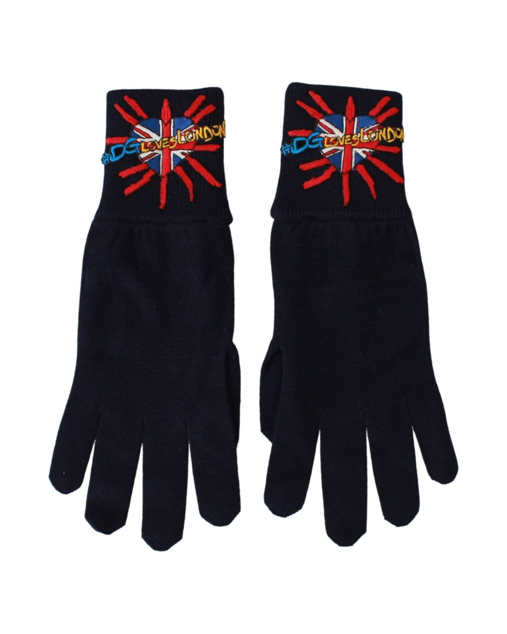 Dolce & Gabbana Blue #DGLovesLondon Embroidered Wool Gloves