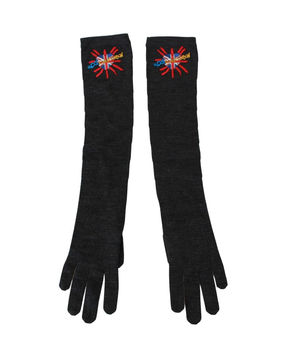 Dolce & Gabbana Gray #DGLovesLondon Embroidered Virgin Wool Gloves