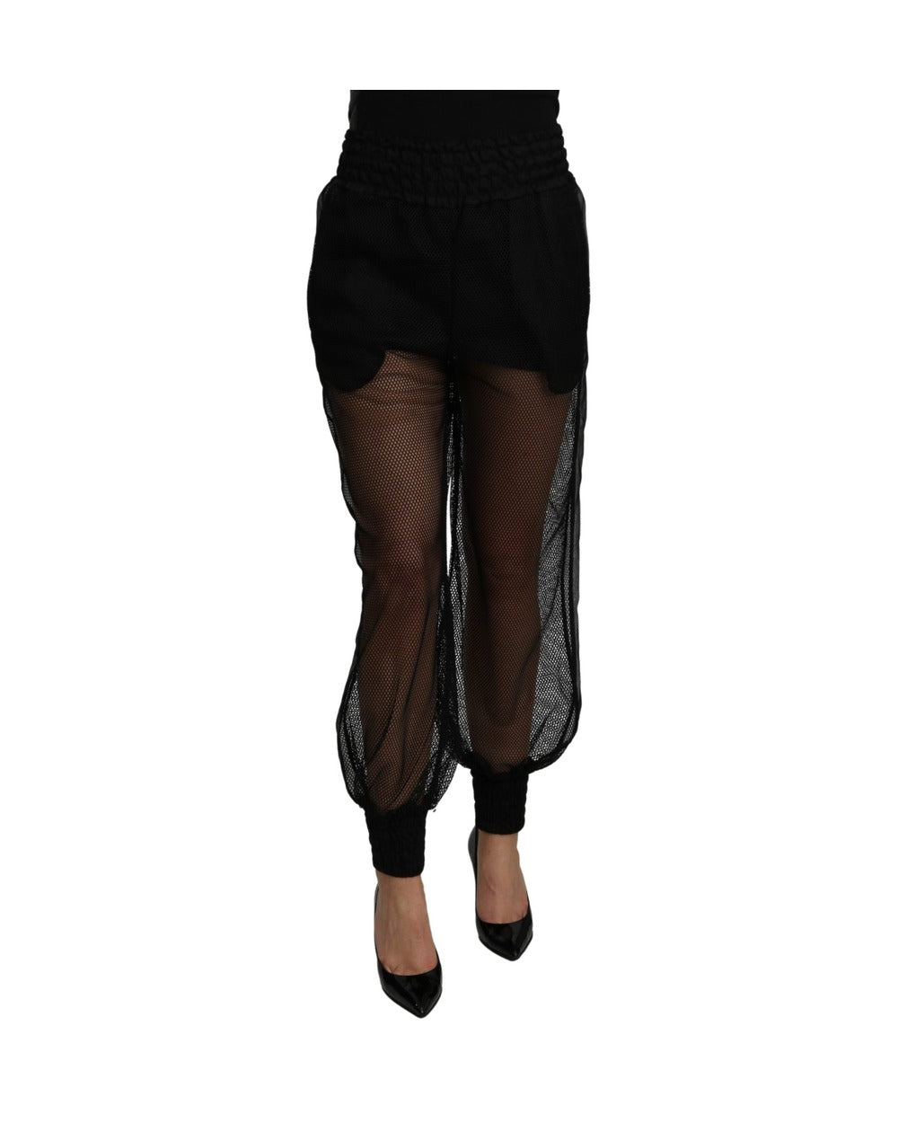 Dolce & Gabbana Black See Through Jogger Polyester Pants