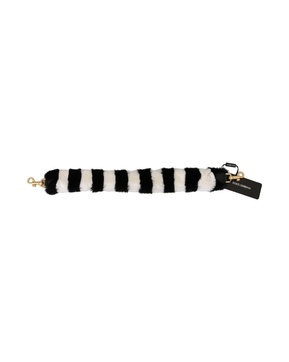 Dolce & Gabbana Black White Lapin Fur Accessory Shoulder Strap