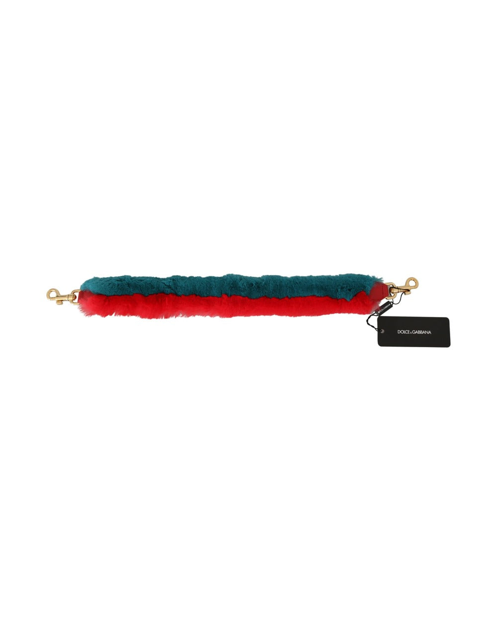 Dolce & Gabbana Red Blue Rabbit Fur Leather Shoulder Strap