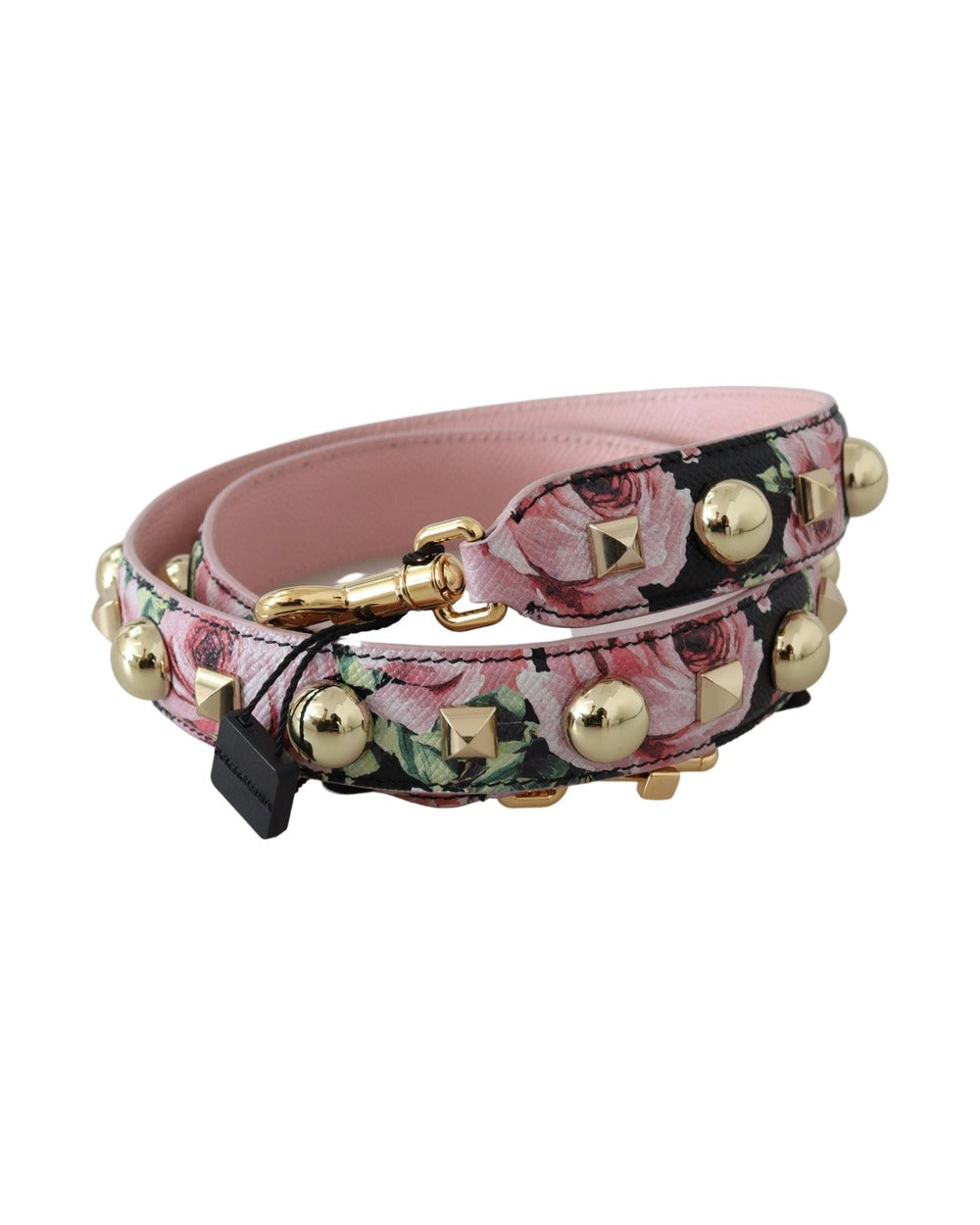 Dolce & Gabbana Pink Floral Gold Studs Bag Accessory Shoulder Strap