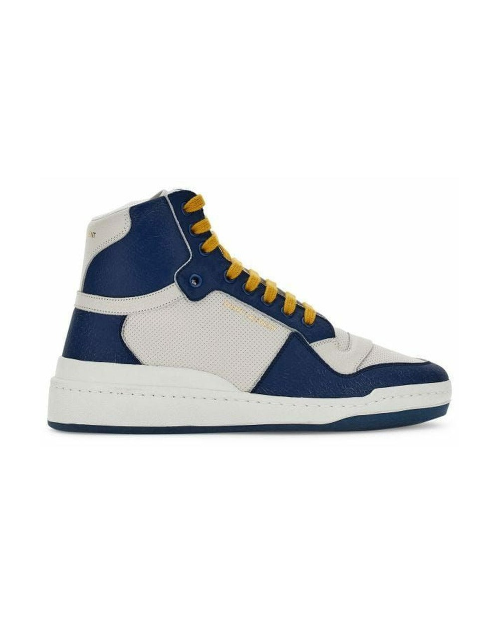 Saint Laurent Blue Calf Leather Mid Top Sneakers