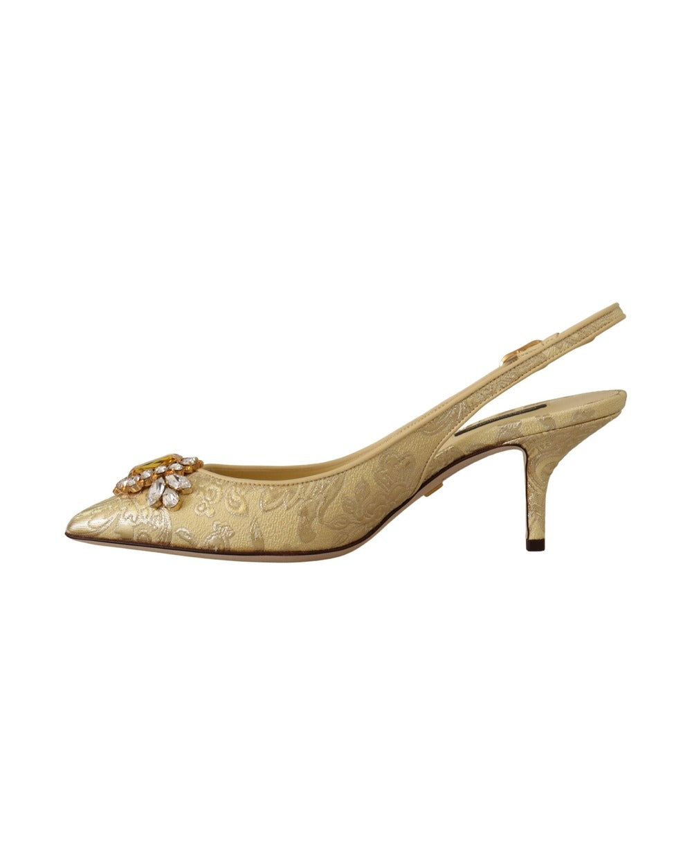 Dolce & Gabbana Gold Crystal Slingbacks Pumps Heels Shoes