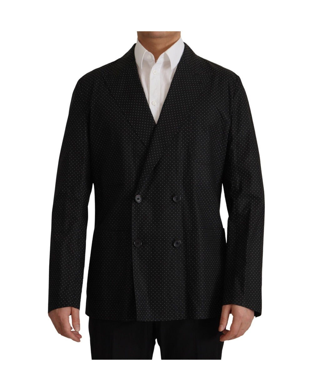 Dolce & Gabbana Black Polka Dotted Cotton Blazer Jacket