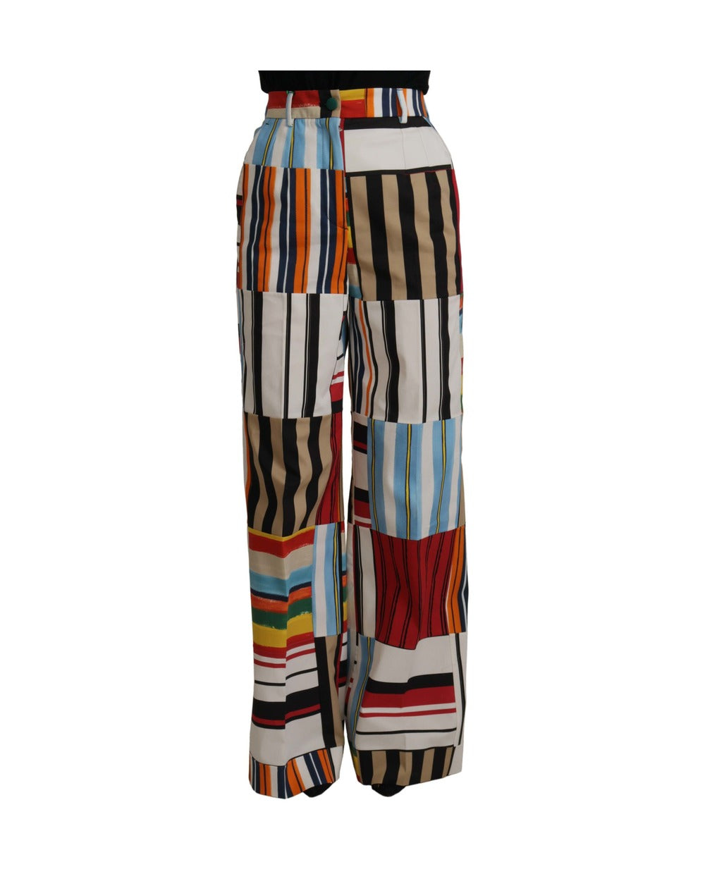 Dolce & Gabbana Multicolor Striped High Waist Cotton Pants