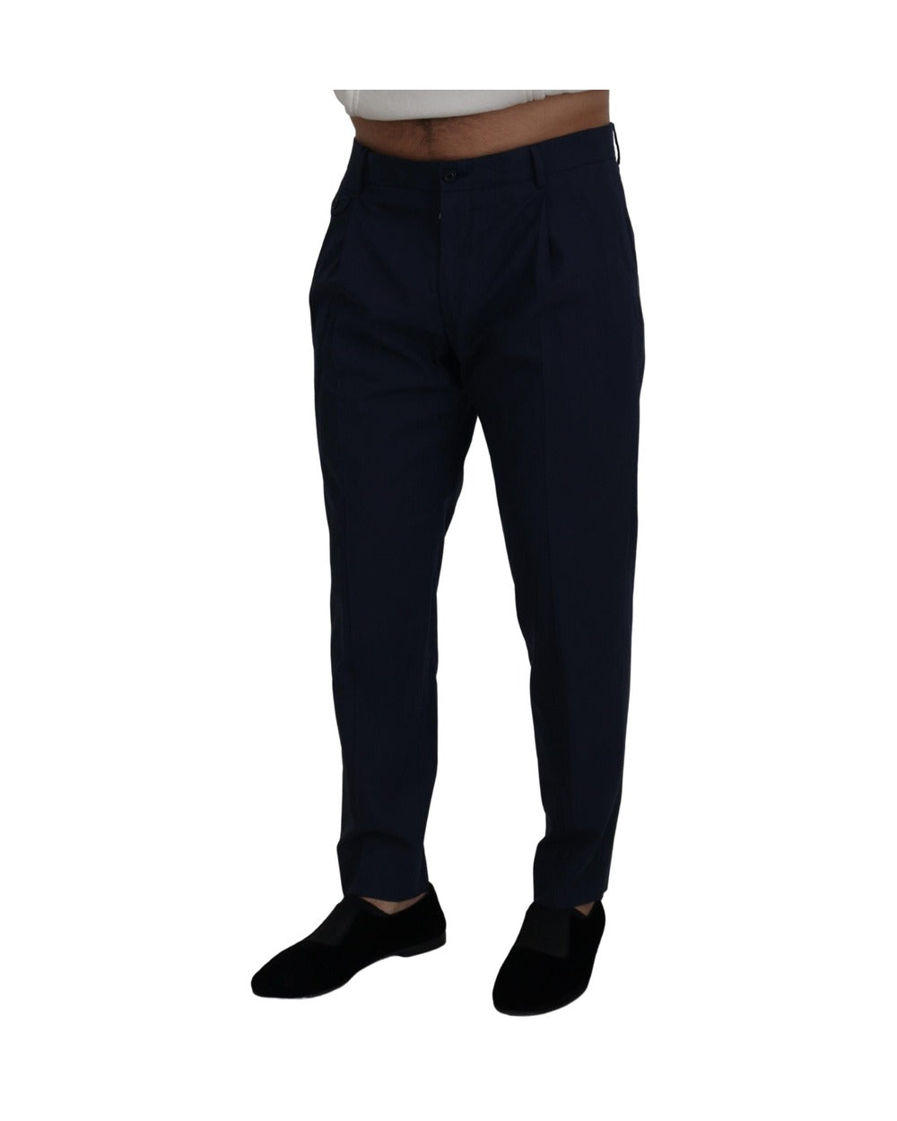 Dolce & Gabbana Blue Cotton Slim Trousers Chinos Pants