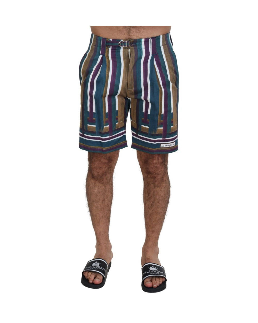 Dolce & Gabbana Multicolor Striped Stretch Cotton Shorts