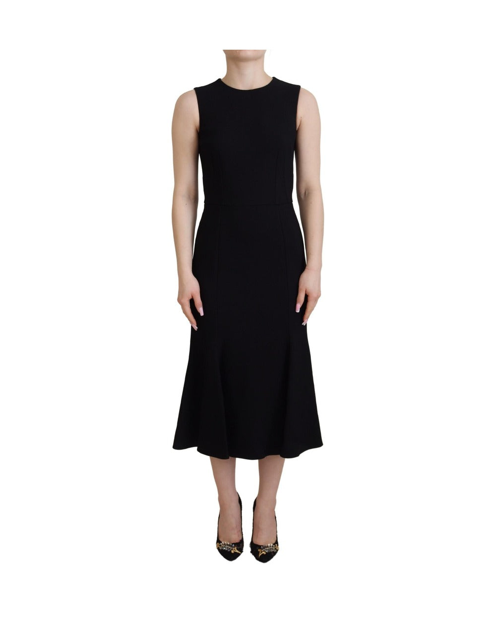 Dolce & Gabbana Black Dress Sheath Flare Viscose Dress